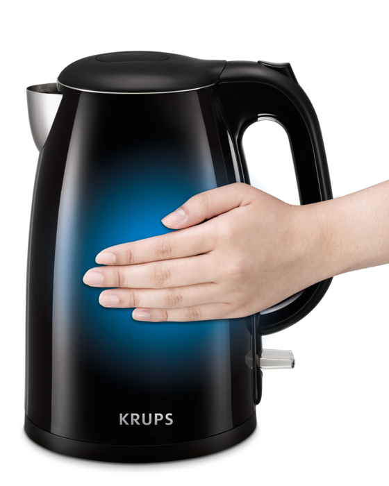 Krups Cool Touch Plastic and Stainless Steel Electric Kettle 1.5 Liter 1500  Watts Double Wall, Fast Boiling, Auto Off, Keep Warm, Cordless Black