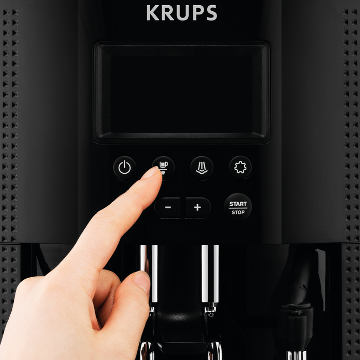 Sotel  Krups EA815070 - Cafetera automática con 15 bares de presión,  pantalla LCD, 3 niveles de intensidad de café, cantidad ajustable de 20 ml  a 220 ml, programa automático de limpieza