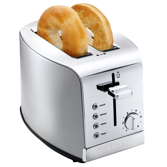 Krups Krups Express Toaster KH411D50 Stainless Steel Toaster with Wide Slots, Includes Dust Lid & Crumb Tray, Defrost, Reheat, 7 Browning Levels, 2